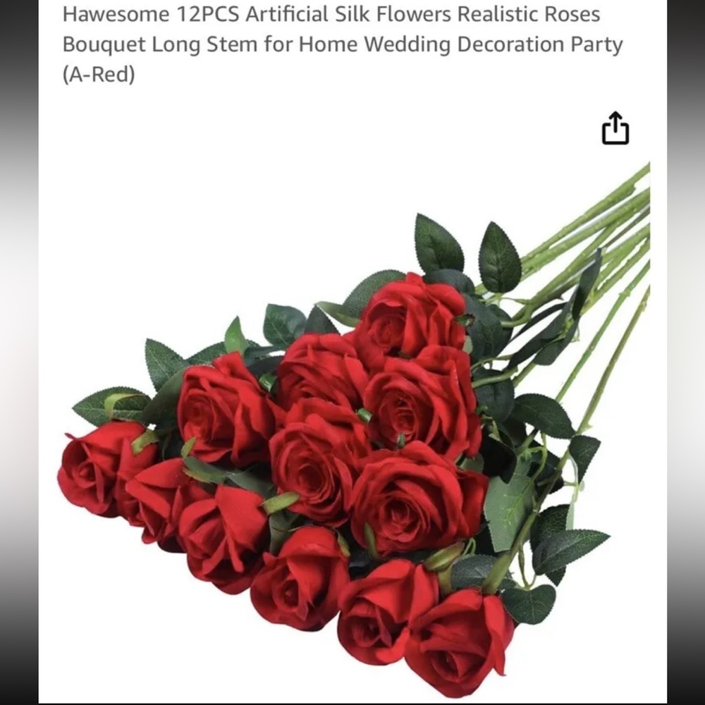 Dozen Red Artificial Faux Roses- 12 Roses - Picture 4 of 6